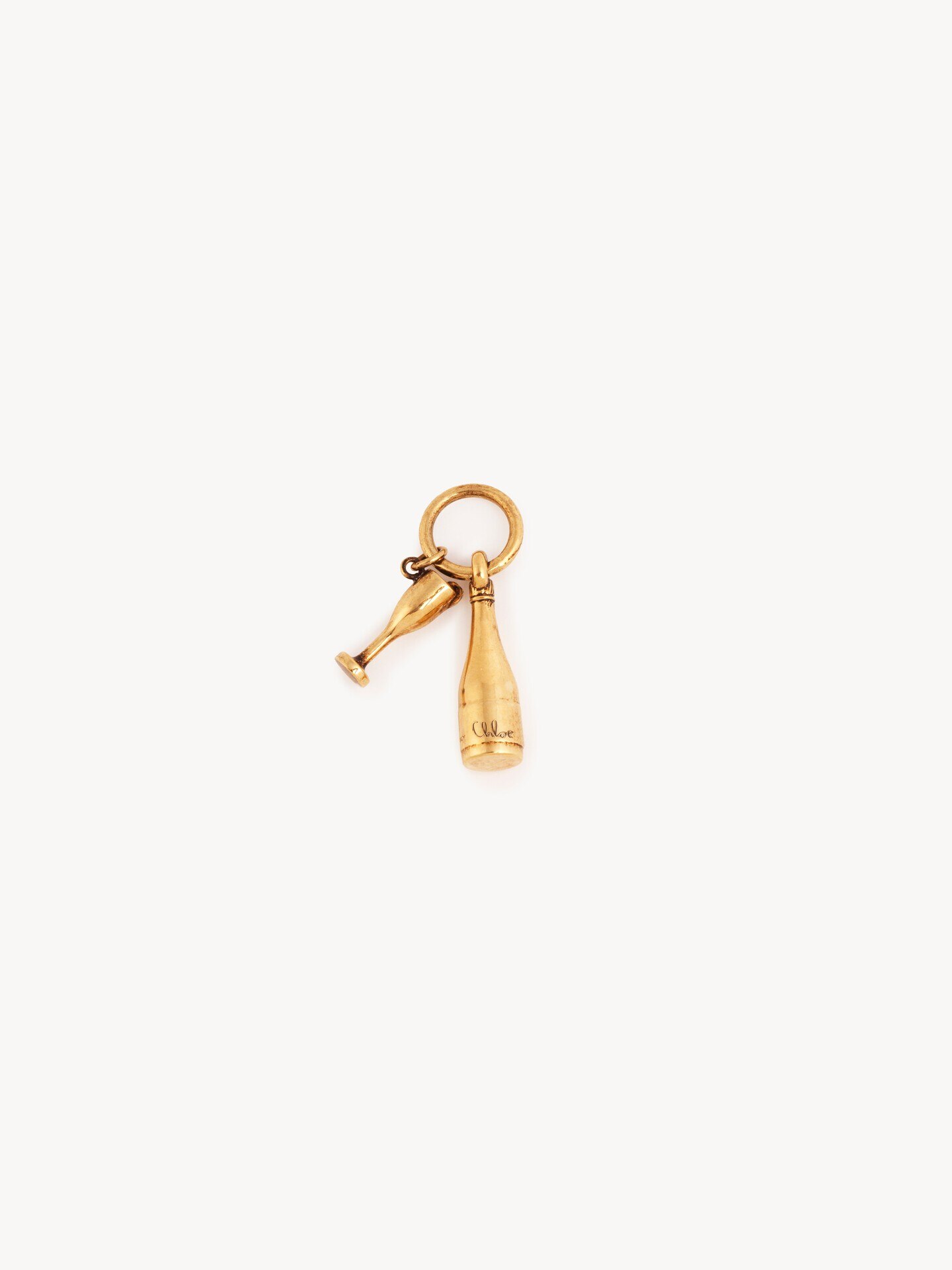Bottle & Glass charm in brass - 2