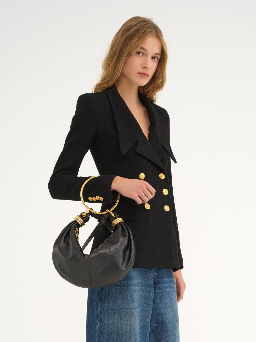 Small Bracelet Hobo bag in grained leather - 3