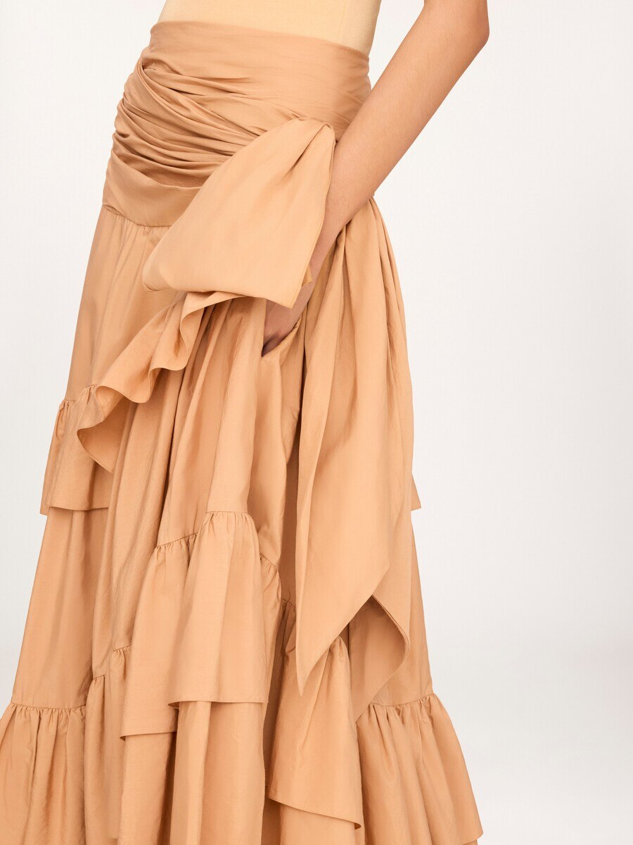 Long ruffled skirt in cotton poplin - 8
