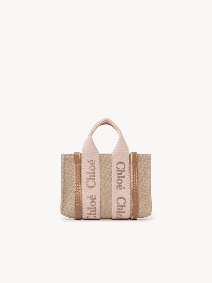 Mini Woody tote bag in linen - 4