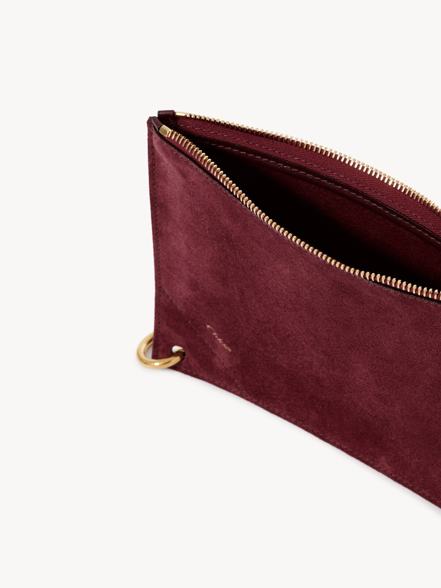 Chlo&eacute; Spin zipped pouch in suede & soft leather - 4.0