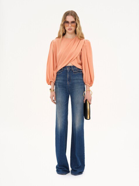 High-rise flare jeans in denim