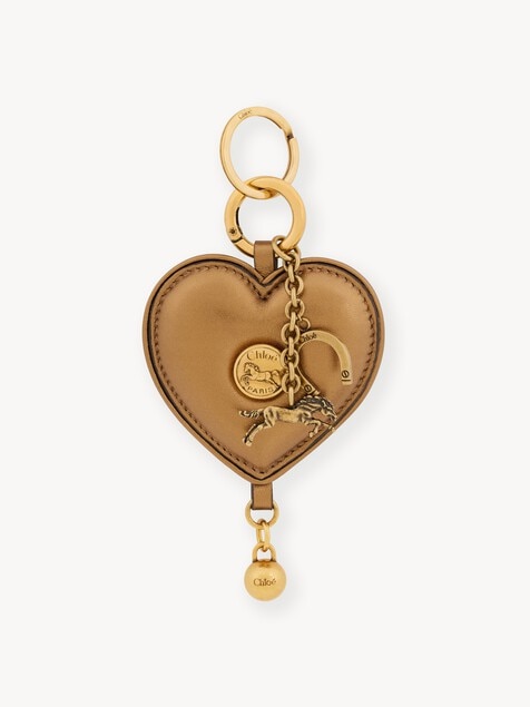Chlo&eacute; Symbols Heart key ring bag charm in metallic leather