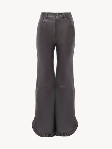 Ruffled flared trousers in leather - 2