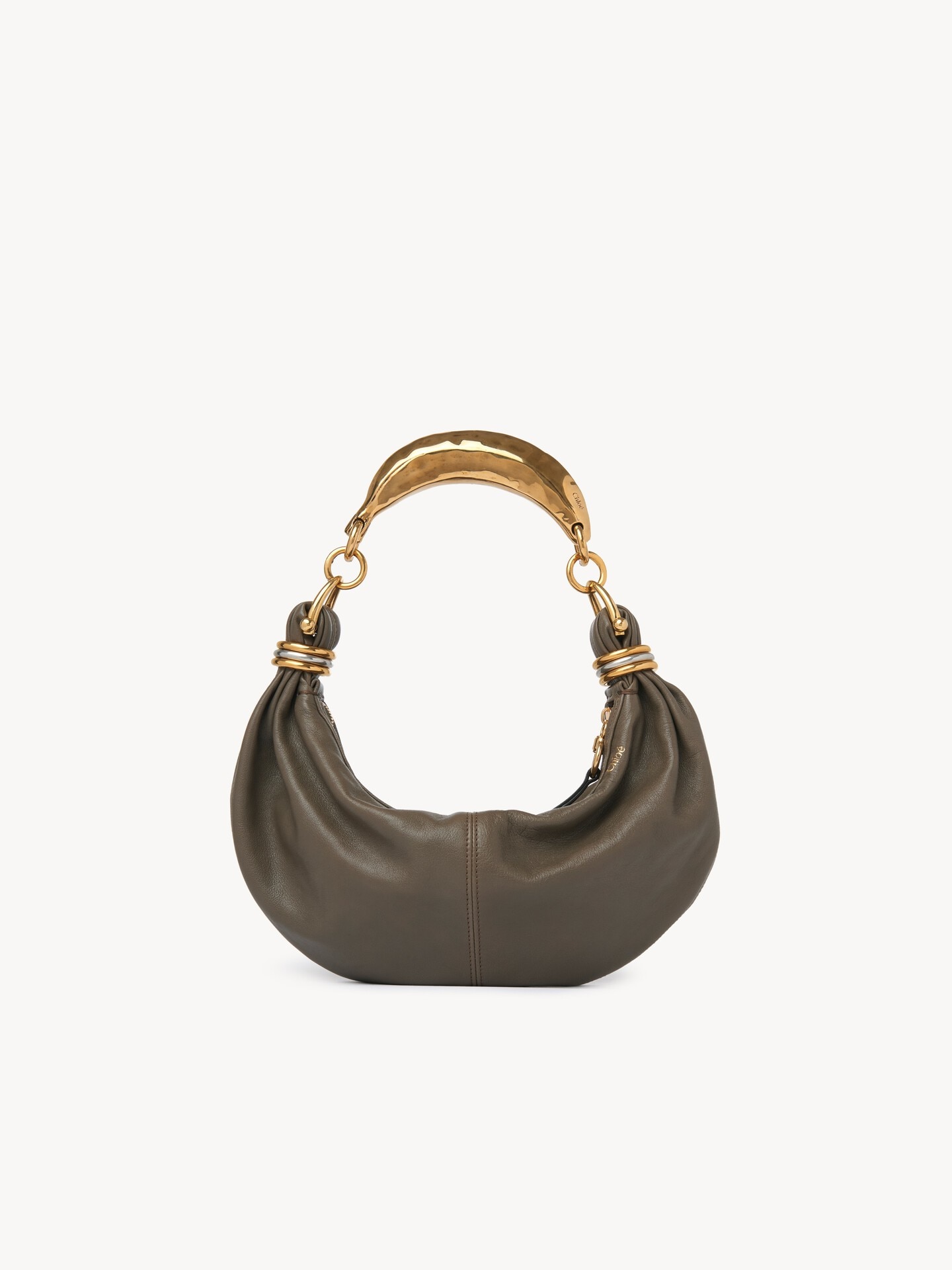 Small Bracelet Hobo Bag in grained leather - 1.0