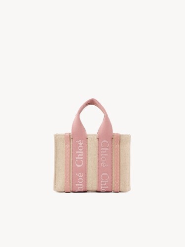 Mini Woody tote bag in linen - 5