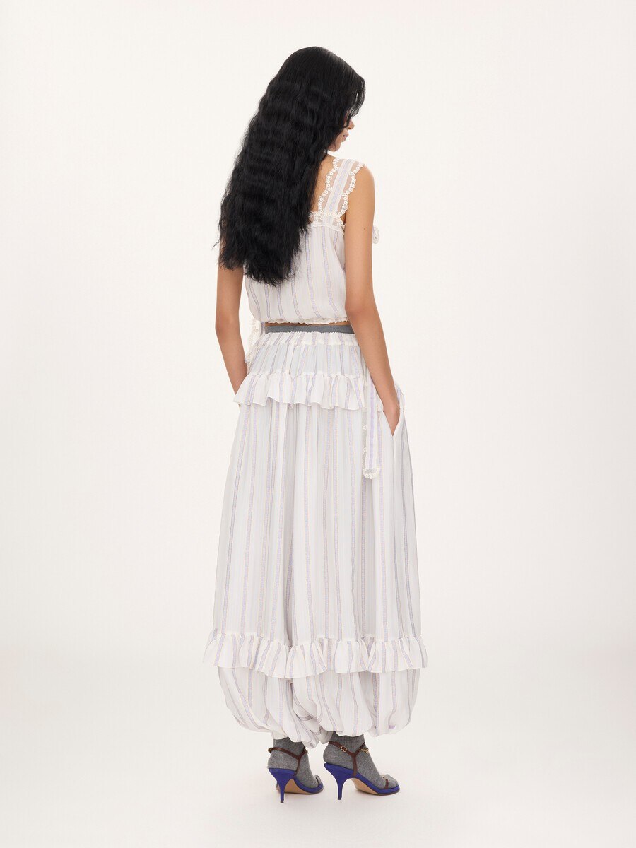 Cropped top in silk lurex jacquard & lace - 5