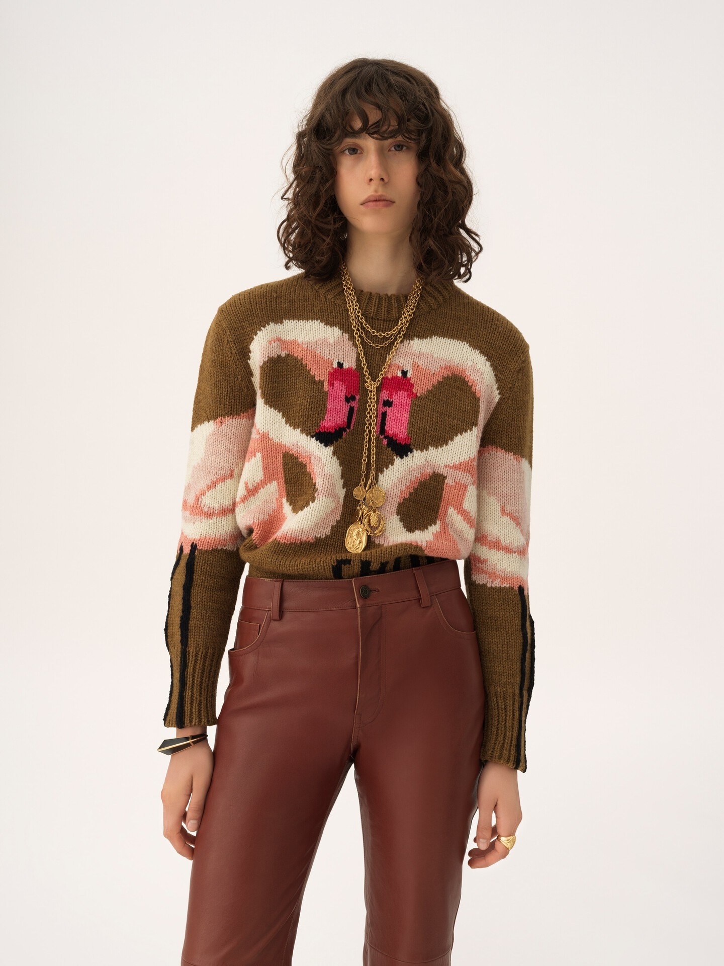 Pull col rond en maille de laine &agrave; logo - 4