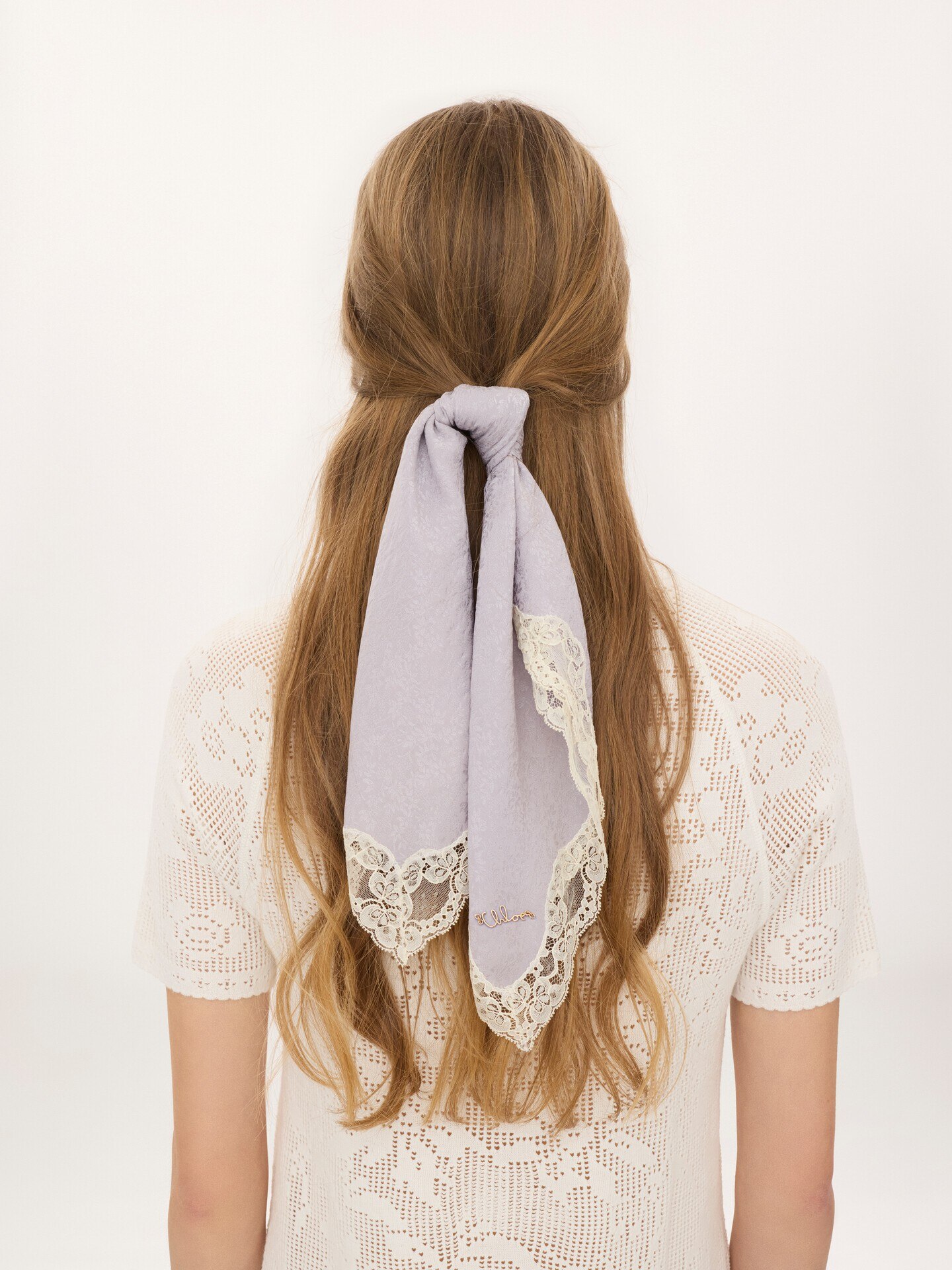 The Chlo&eacute; Poetic square scarf in silk & lace - 3