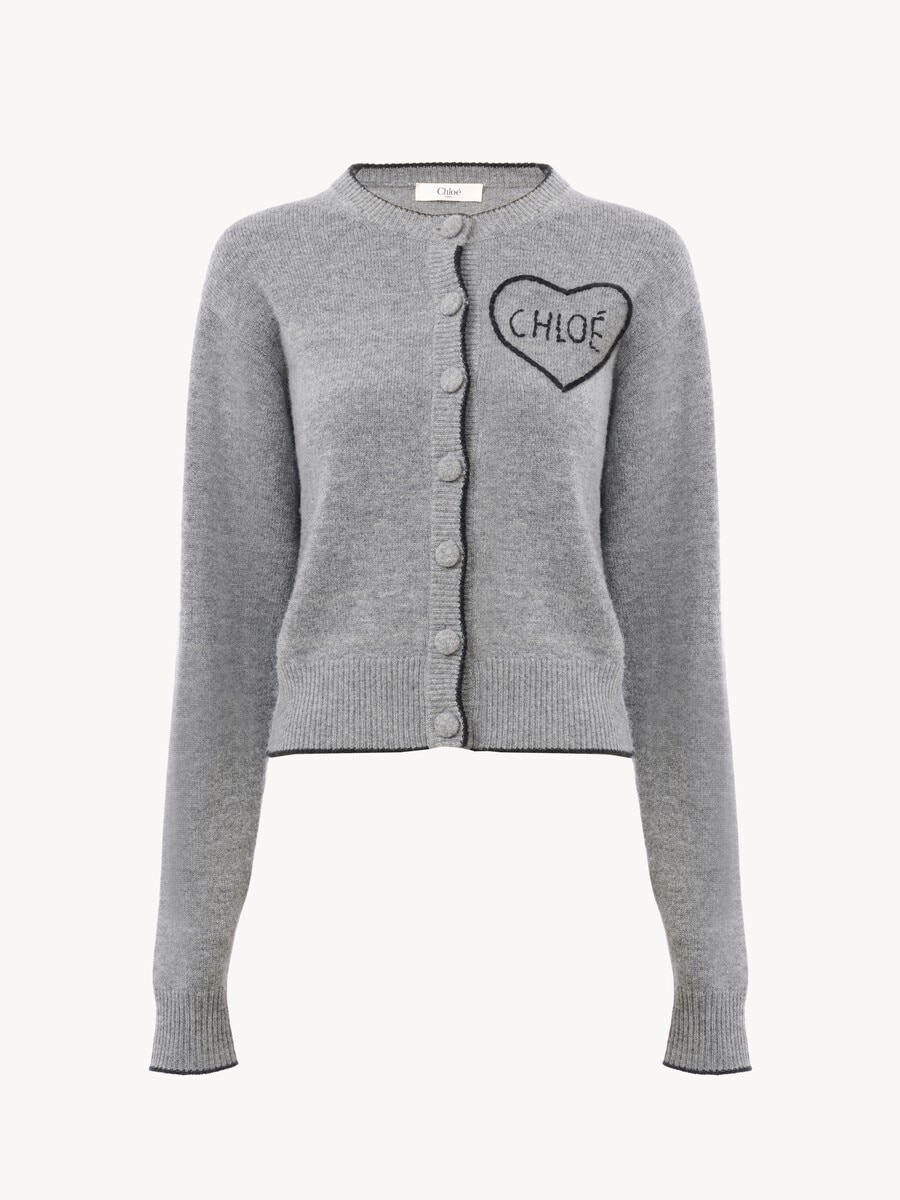 Cardigan ajust&eacute; en maille de laine et cachemire &agrave; logo - 2