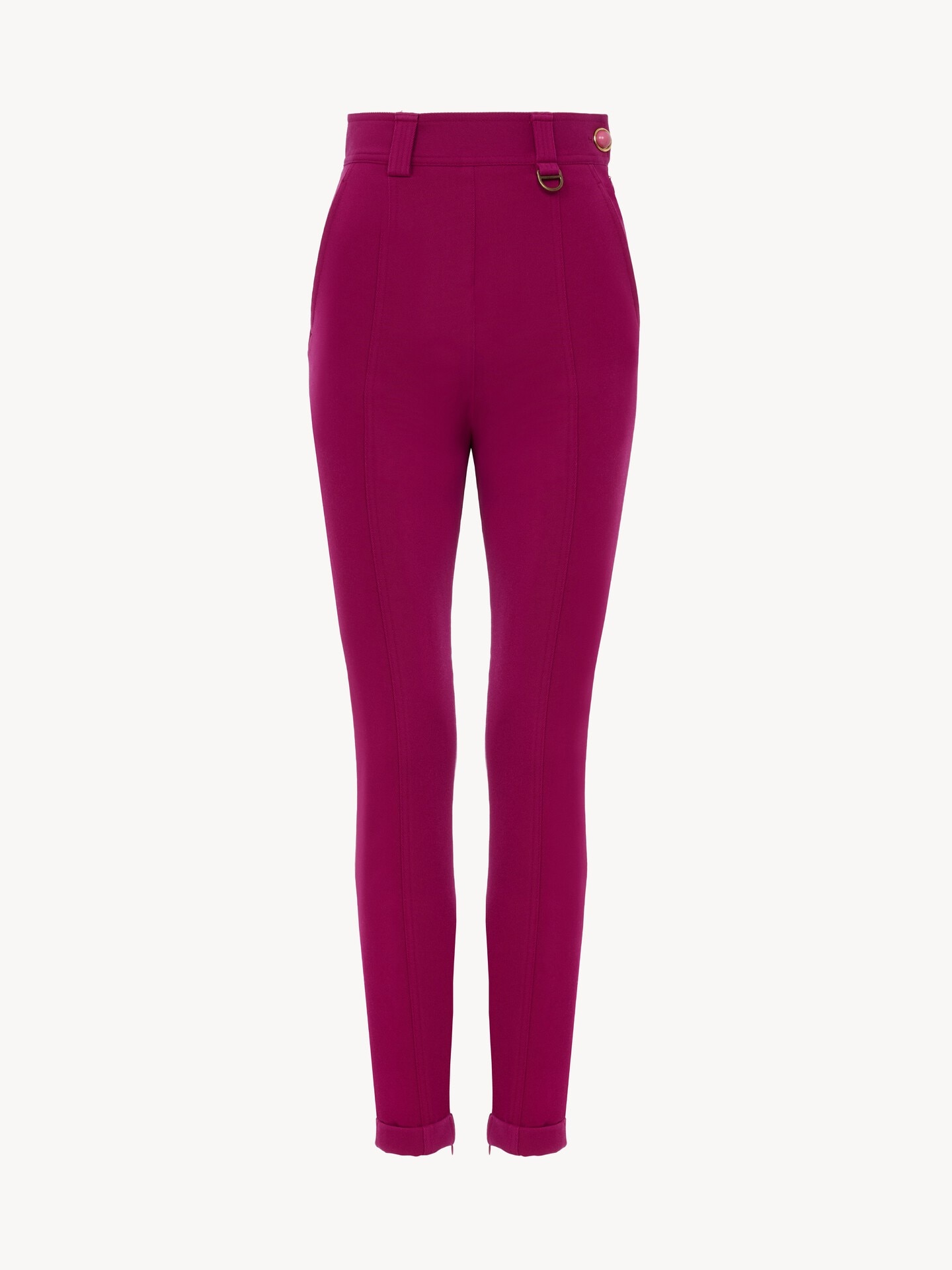 High-rise fitted pants in stretch tricotine - 1