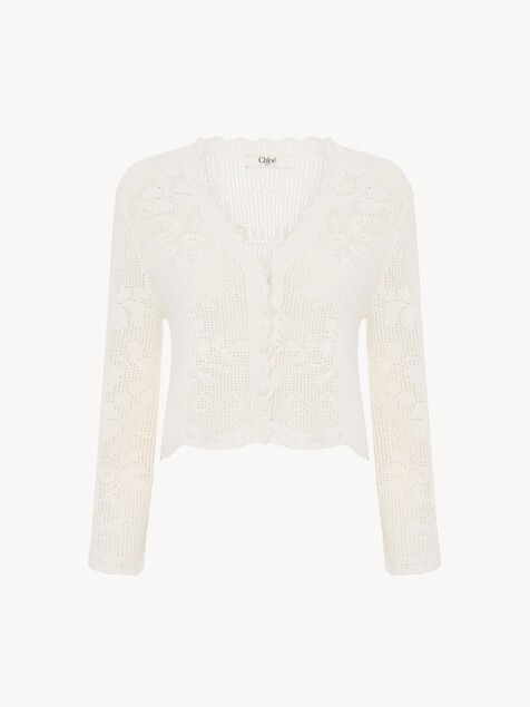 Cropped cardigan in a cotton knit