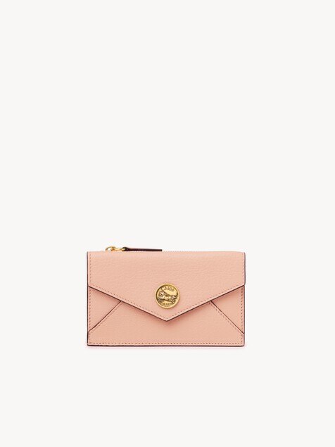 Petit porte-cartes et monnaie Envelope en cuir grain&eacute;