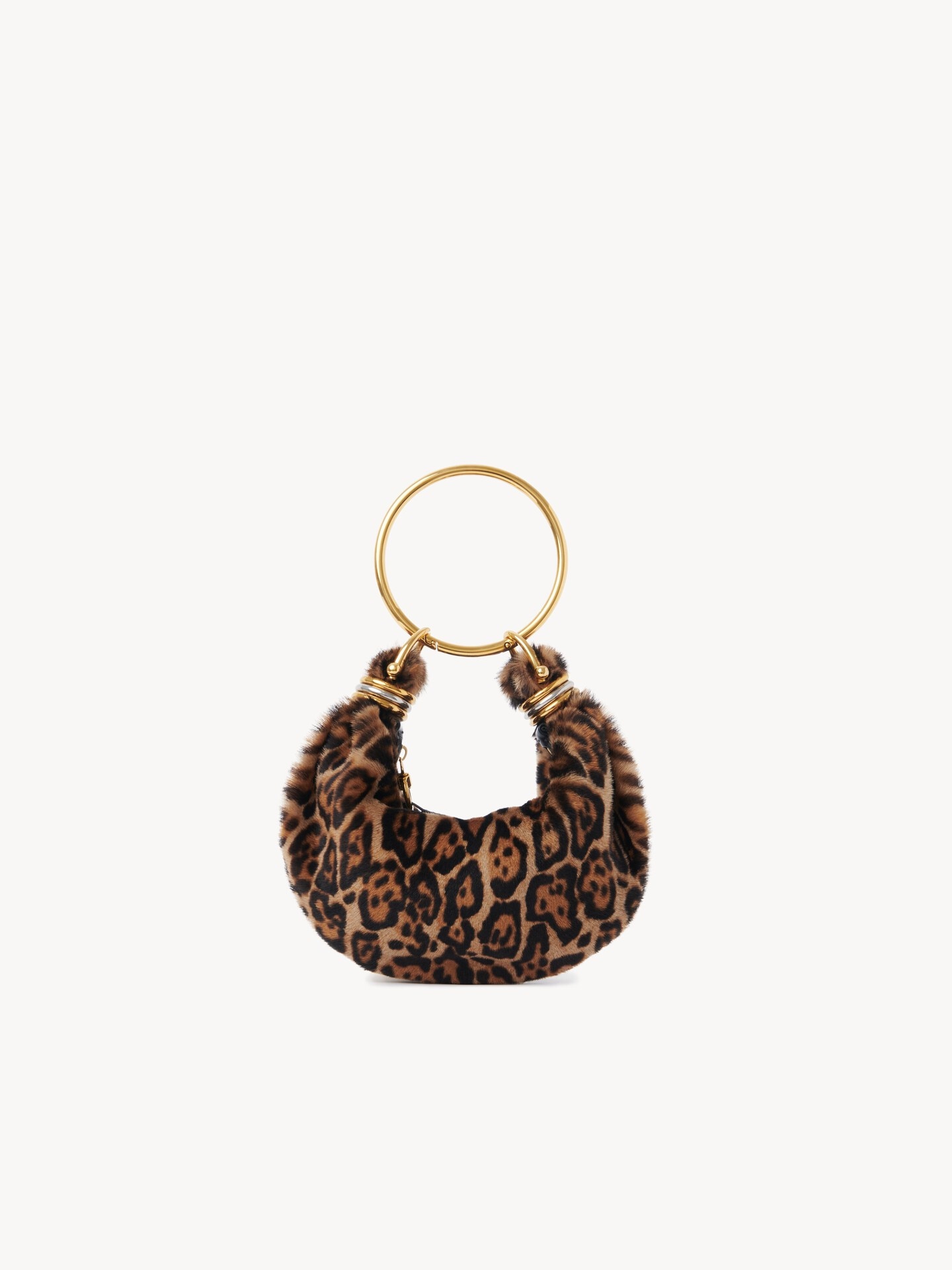 Mini Bracelet Hobo bag de cuero de borrego con estampado de leopardo - 5