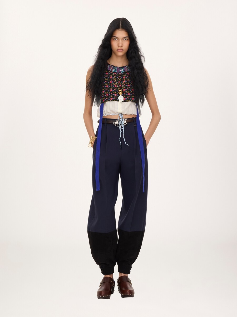 Hybrid cropped top in cr&ecirc;pe de chine - 3