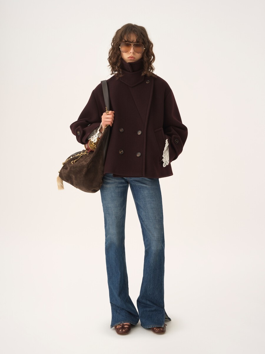 ウール製オーバーサイズ ショートコート 紫 - Chloé