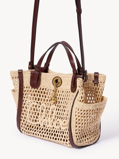 Small Chlo&eacute; Iconic double carry bag in raffia