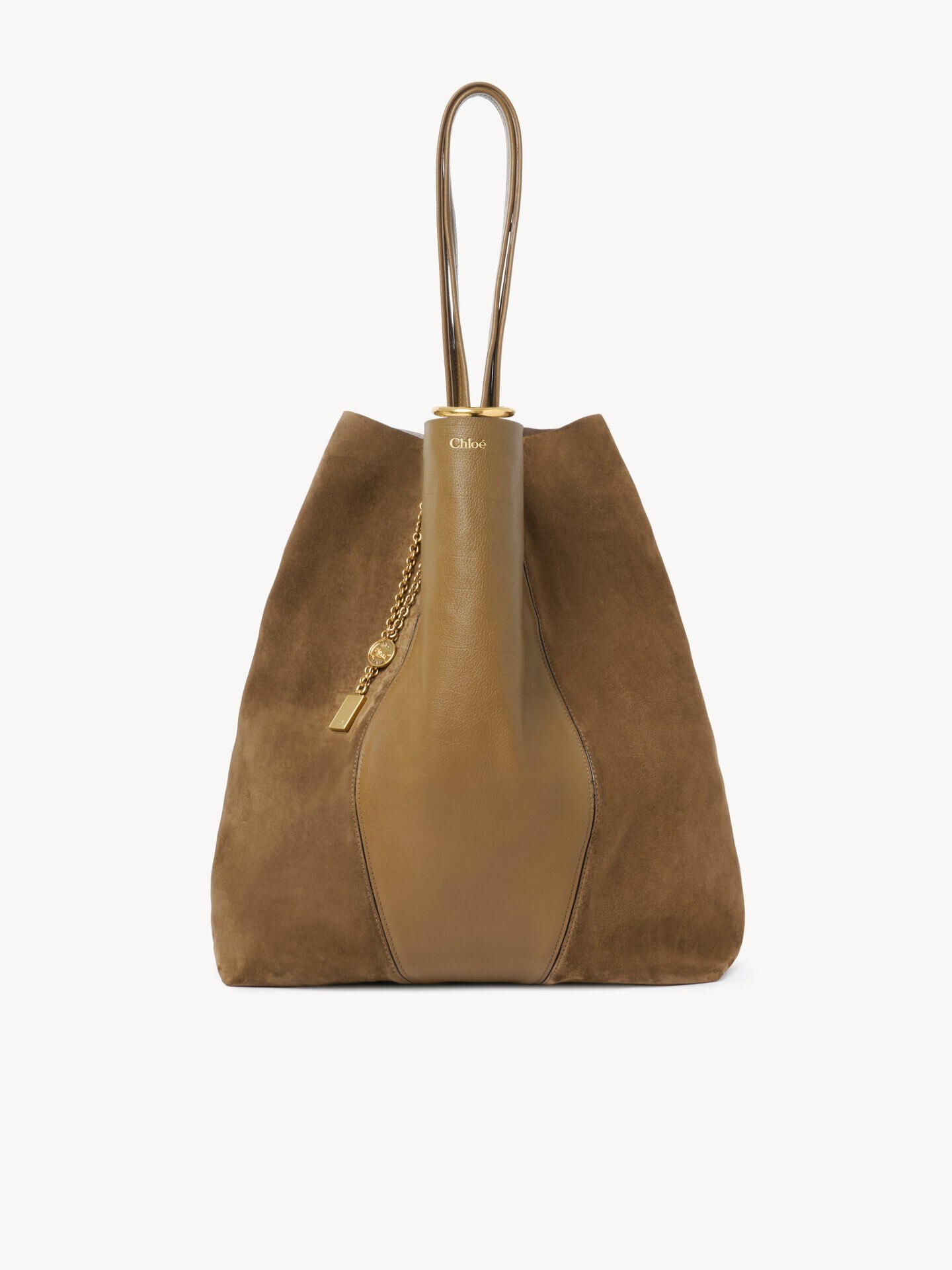 Large Chlo&eacute; Spin tote bag in grained & suede leather - 2