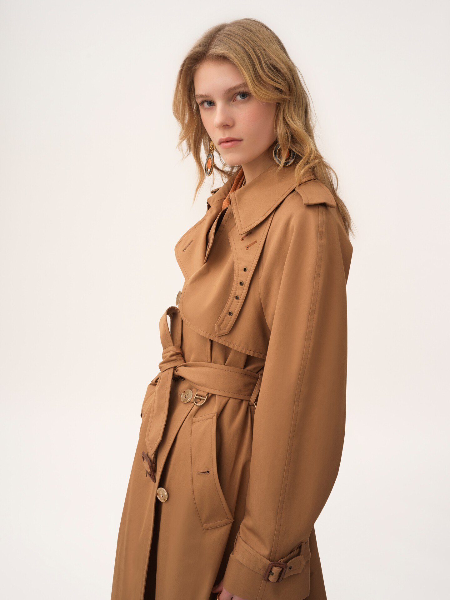 Trench long en gabardine de coton - 4