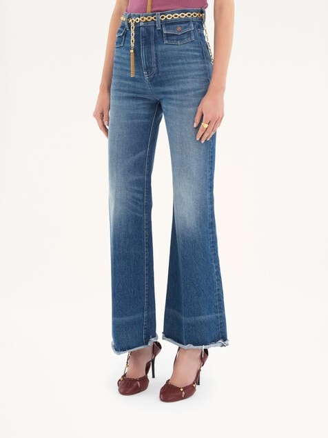 High-rise flare jeans in denim