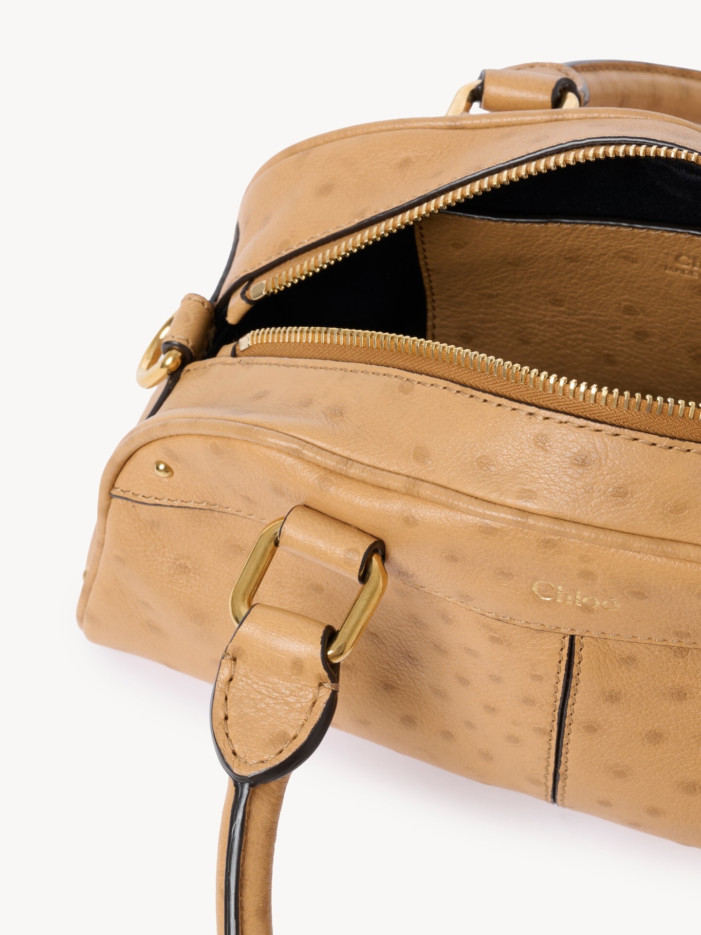 Small Chlo&eacute; bowling bag in ostrich-effect leather - 6