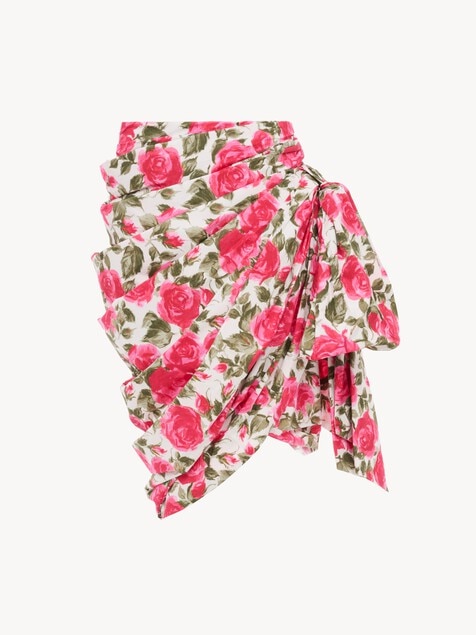 Knee-length wrap skirt in cotton poplin