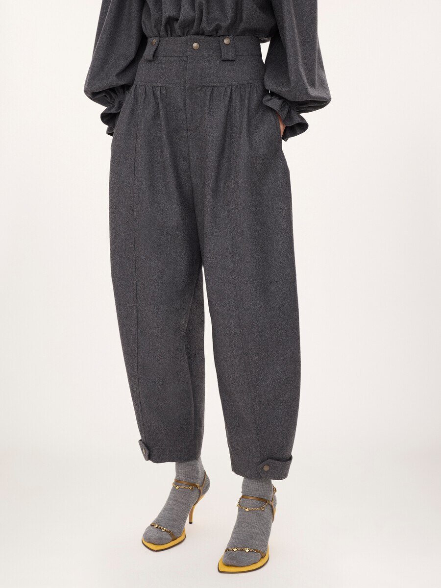 High-rise barrel trousers in wool & cashmere flannel - 6