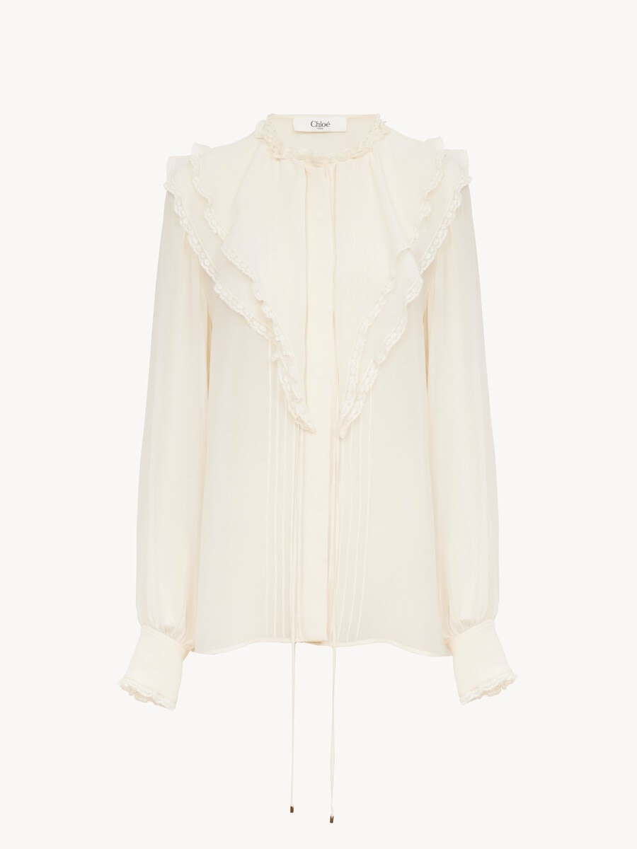 Ruffled blouse in silk georgette - 1