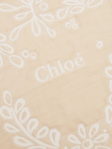 Rectangular stole in wool & silk broderie anglaise