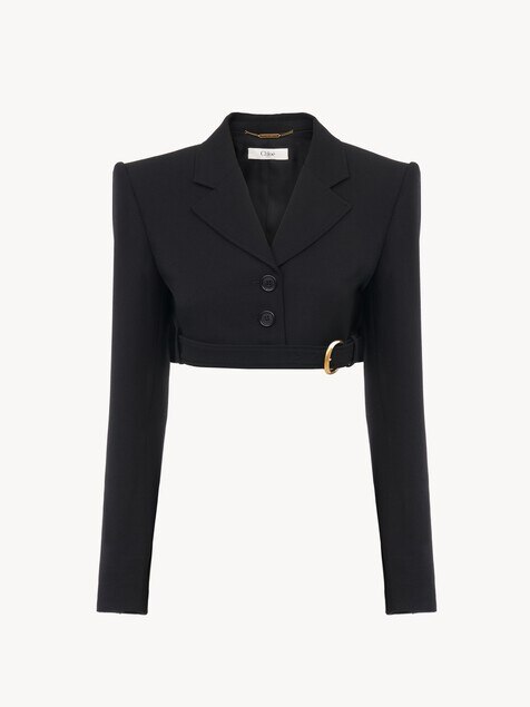 Veste spencer courte en laine grain de poudre