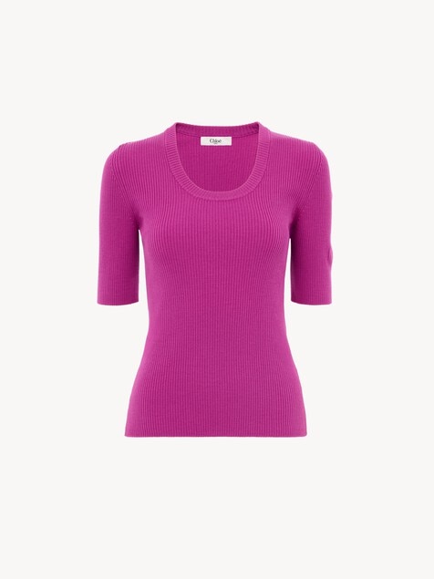 Short-sleeve sweater in a wool knit