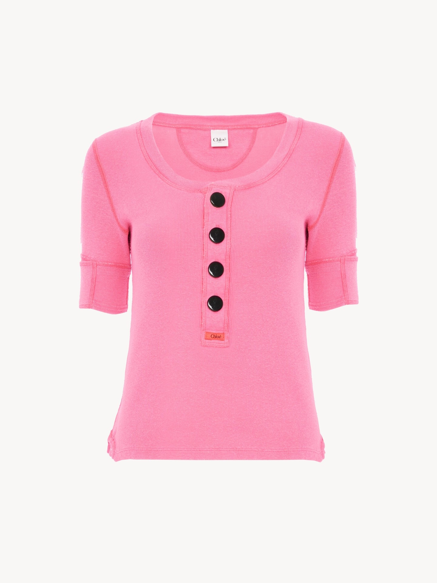 Short-sleeve Henley shirt in cotton jersey - 1