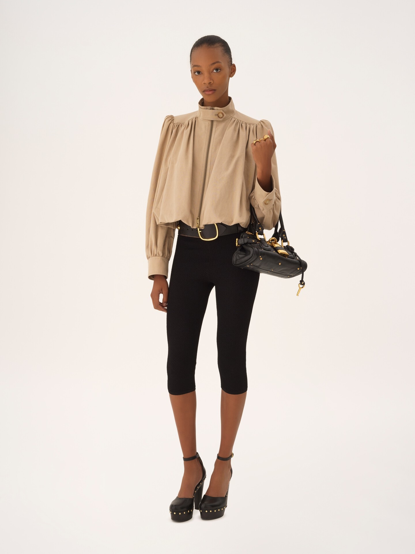 Gathered boule jacket in cotton canvas - 3