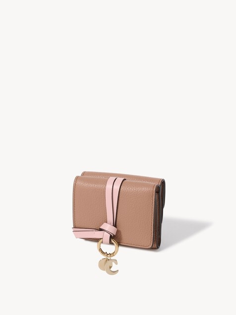 Mini Alphabet tri-fold in grained leather