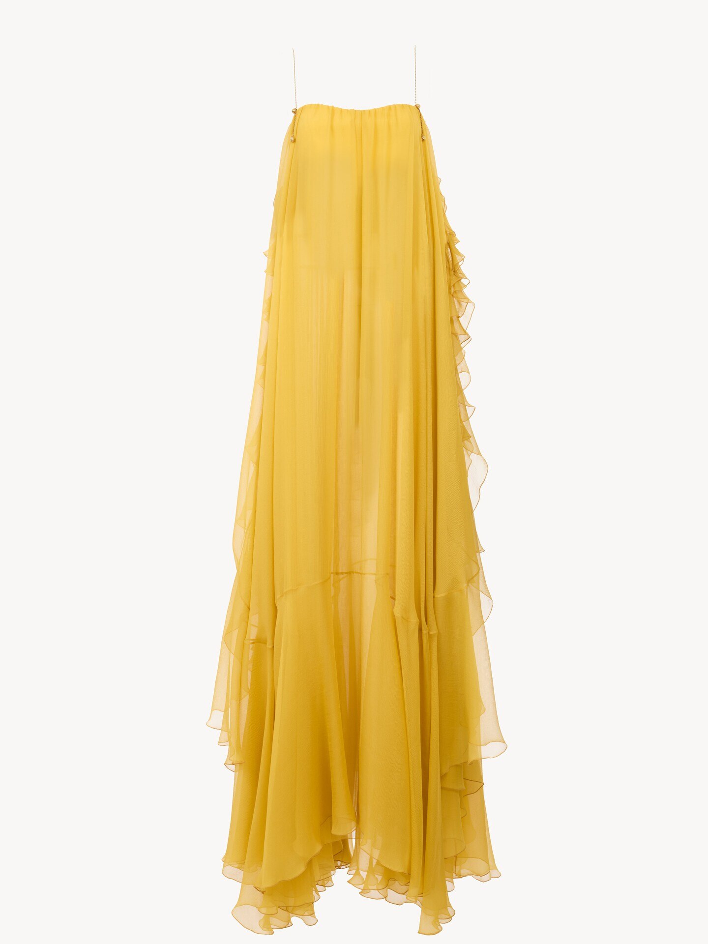 Sleeveless long dress in silk mousseline - 2.0