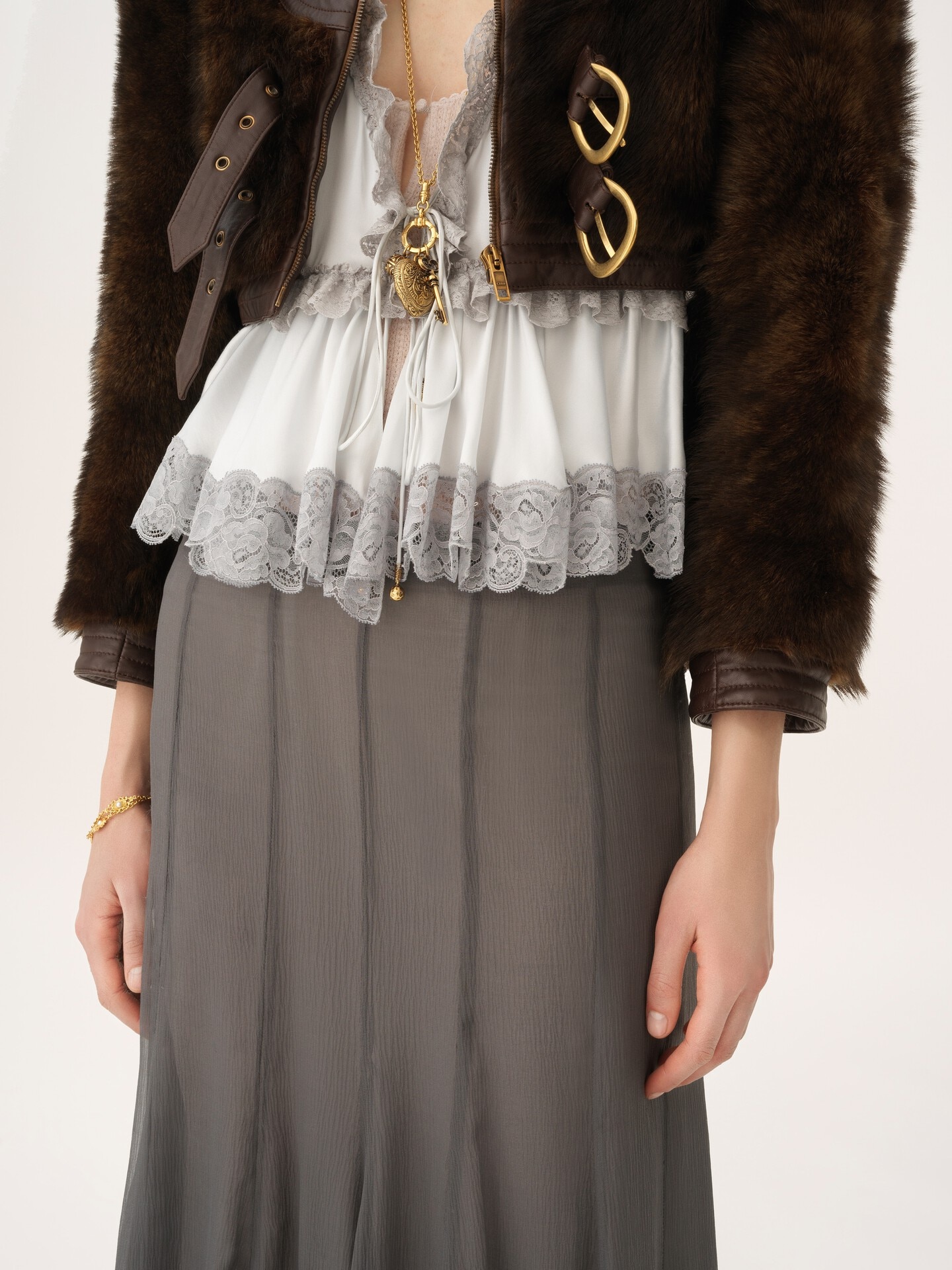 Fluid maxi skirt in silk mousseline - 7