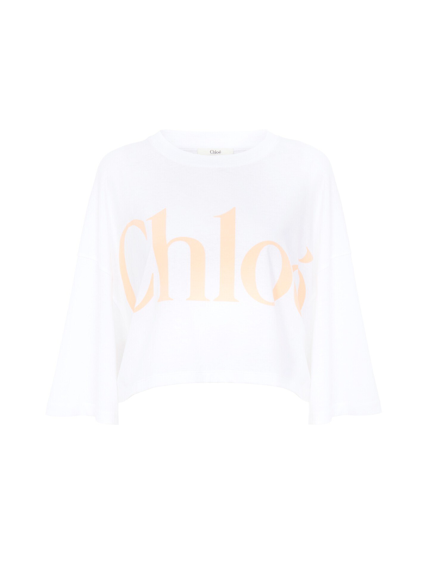 コットンジャージー製オーバーサイズ クロップド ロゴTシャツ 白 - Chloé