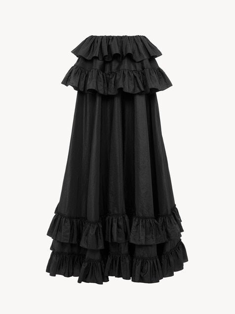 Tiered maxi skirt in washed silk taffeta
