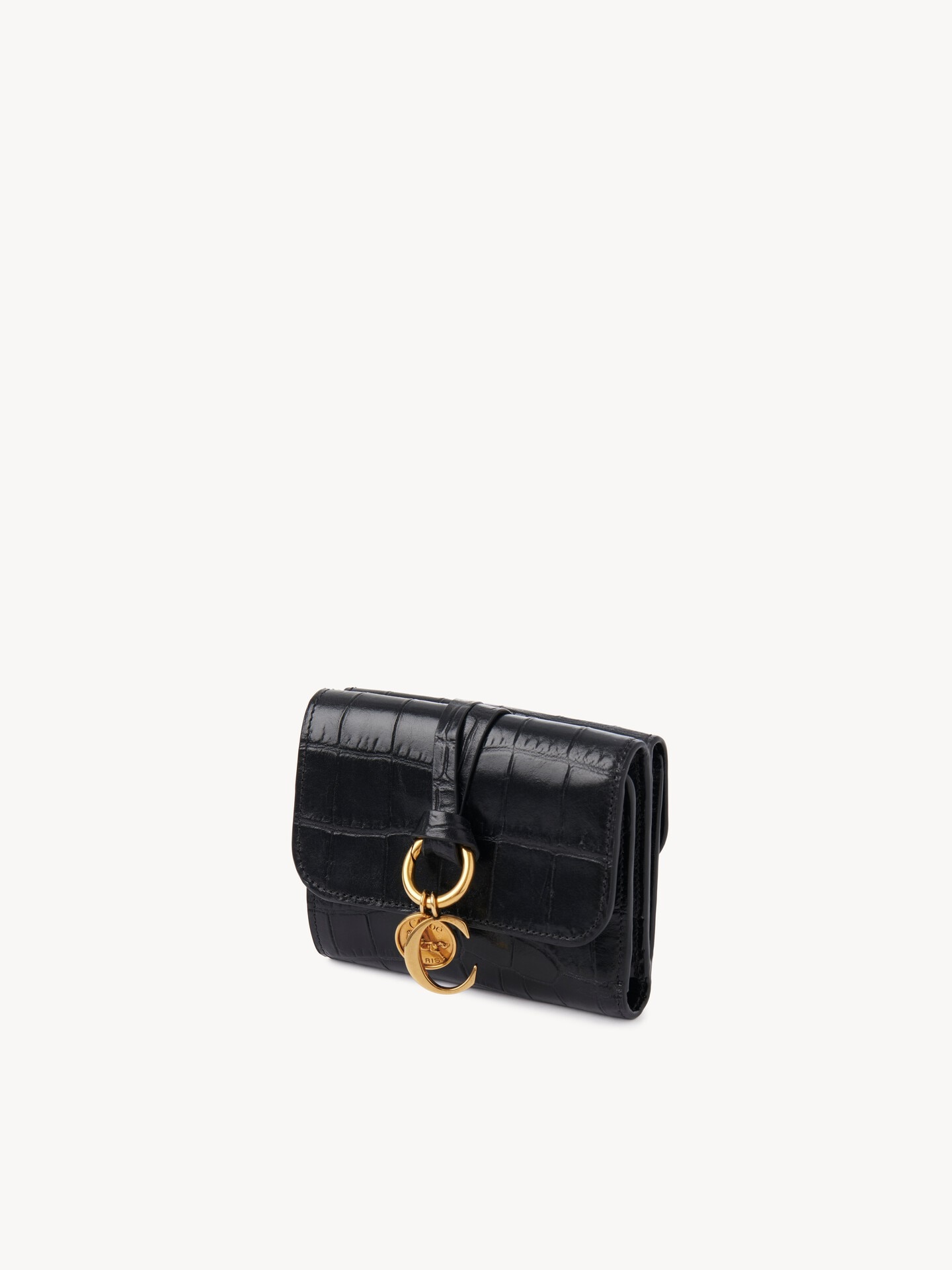 Small Alphabet tri-fold wallet in croco-effect leather - 3