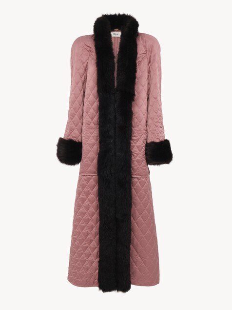 Manteau long hybride en satin technique