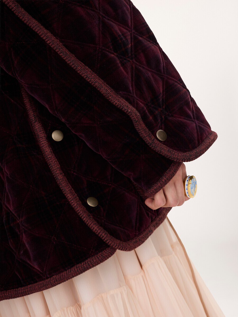 Padded short coat in check cotton - 8