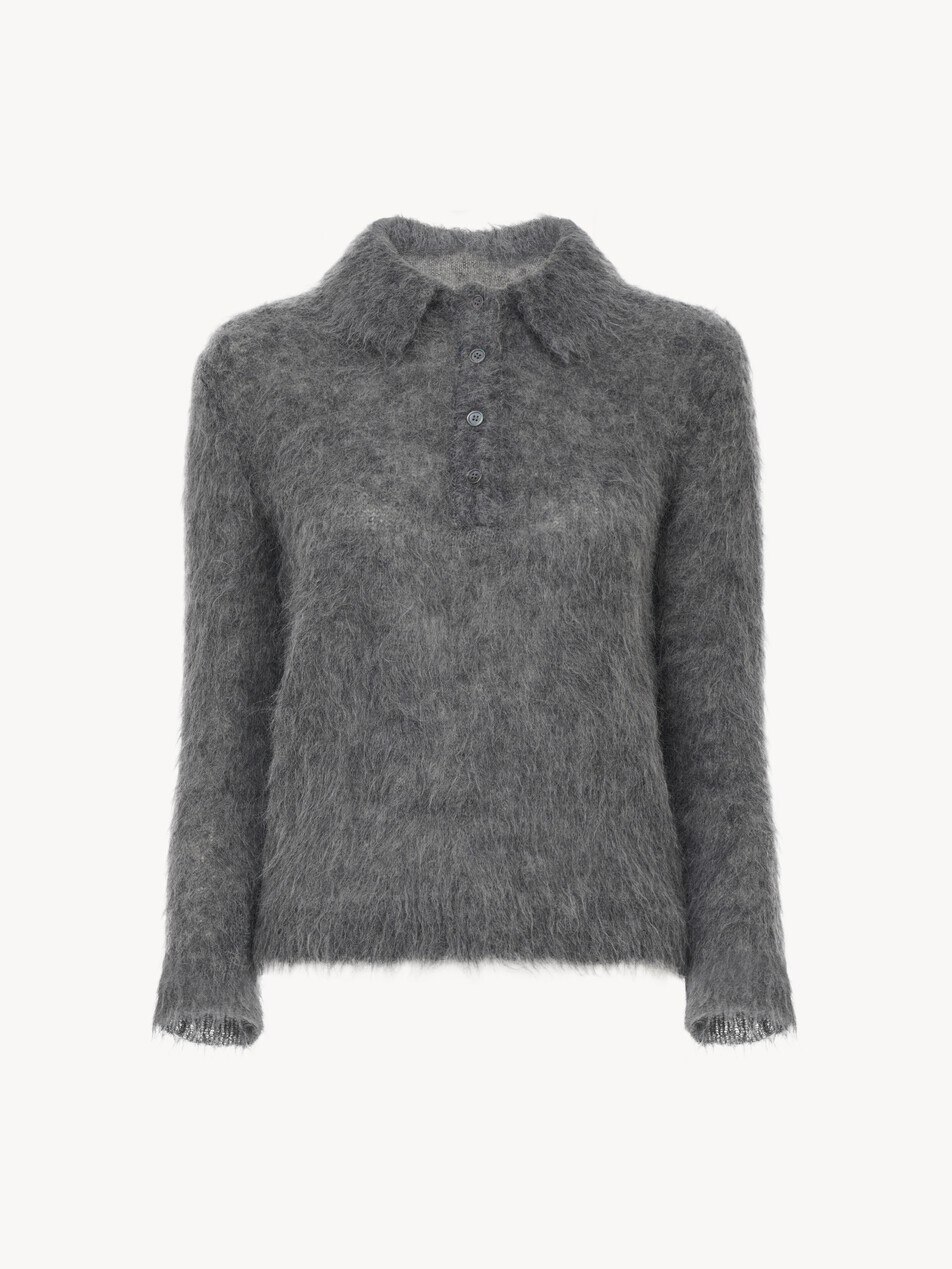 Polo jumper in an alpaca wool-blend knit