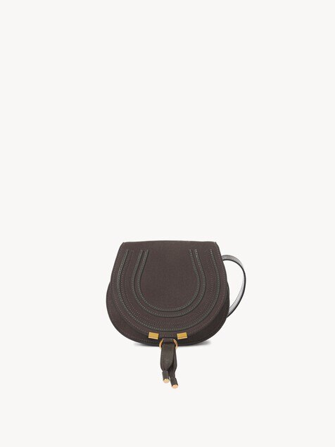 Small Marcie saddle bag in suede leather