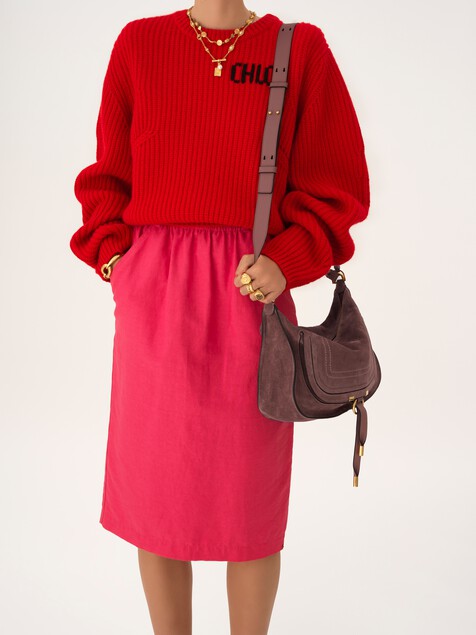 Small Marcie shoulder bag in suede leather