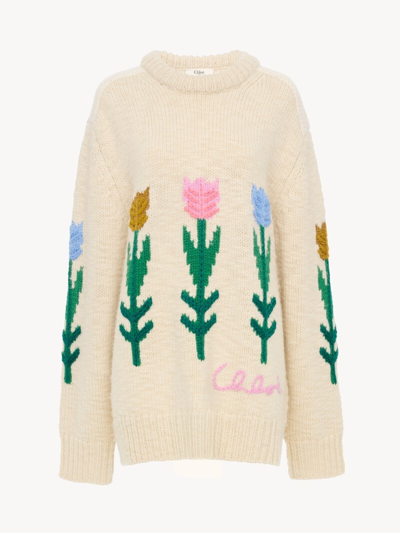 Oversized logo sweater in a wool knit by Chloé