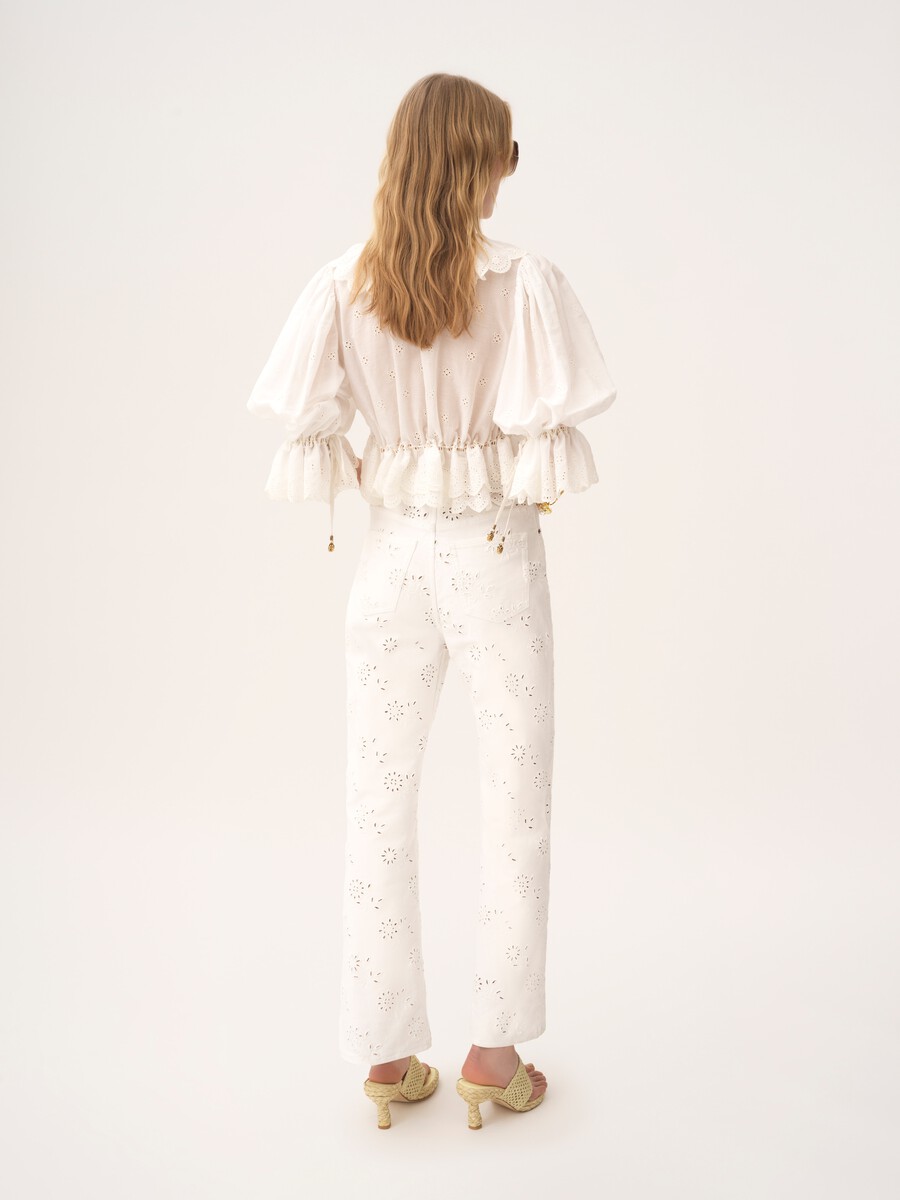 V-neck ruffle top in cotton voile - 5