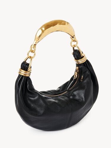 Small Bracelet Hobo Bag in grained leather - 6