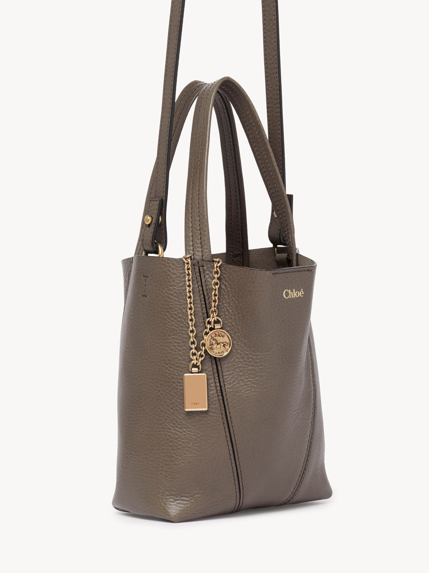 Petit sac cabas Chlo&eacute; Spin en cuir grain&eacute; - 5