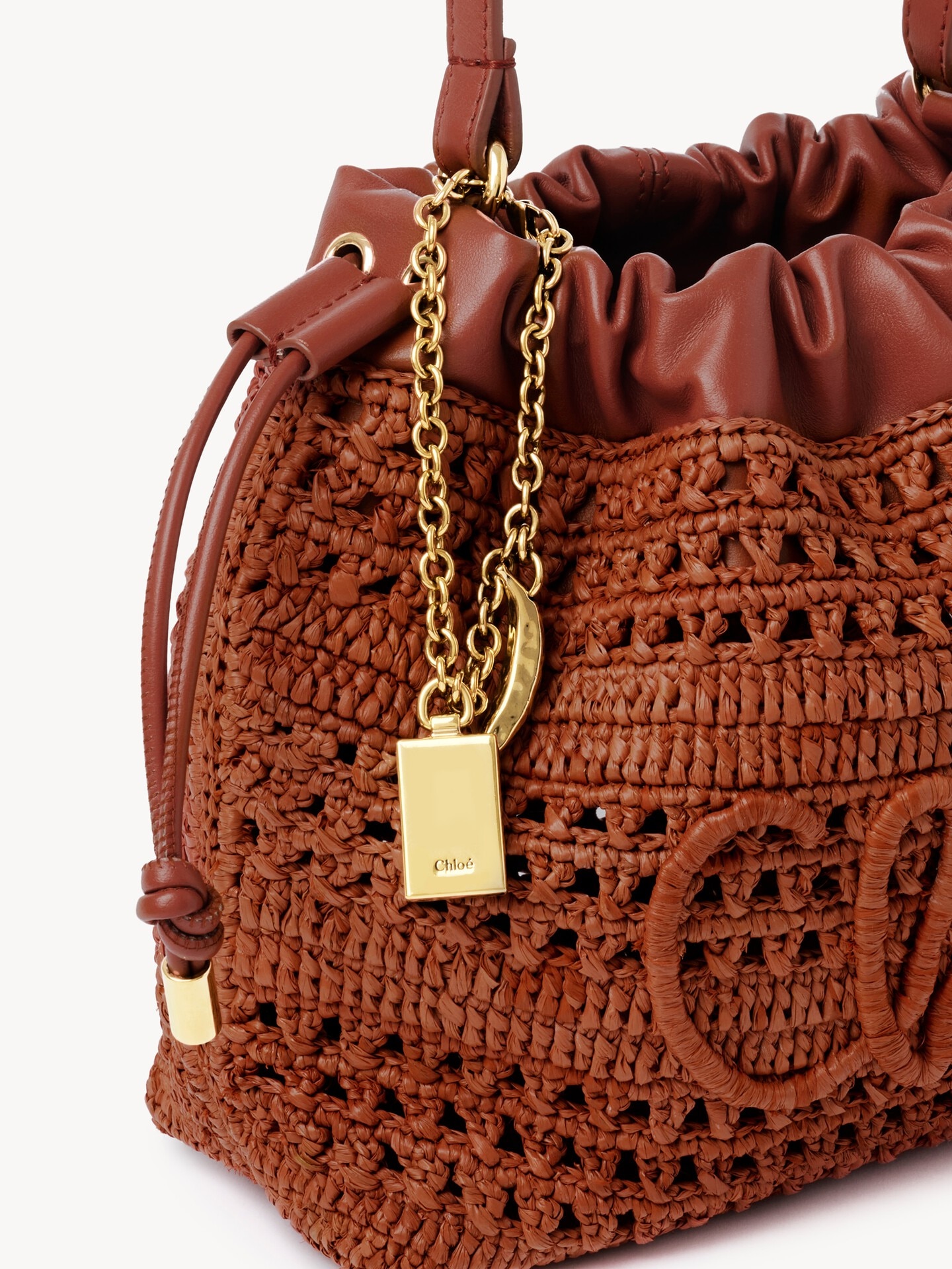 Mini Summer Banana drawstring shoulder bag in raffia - 6.0