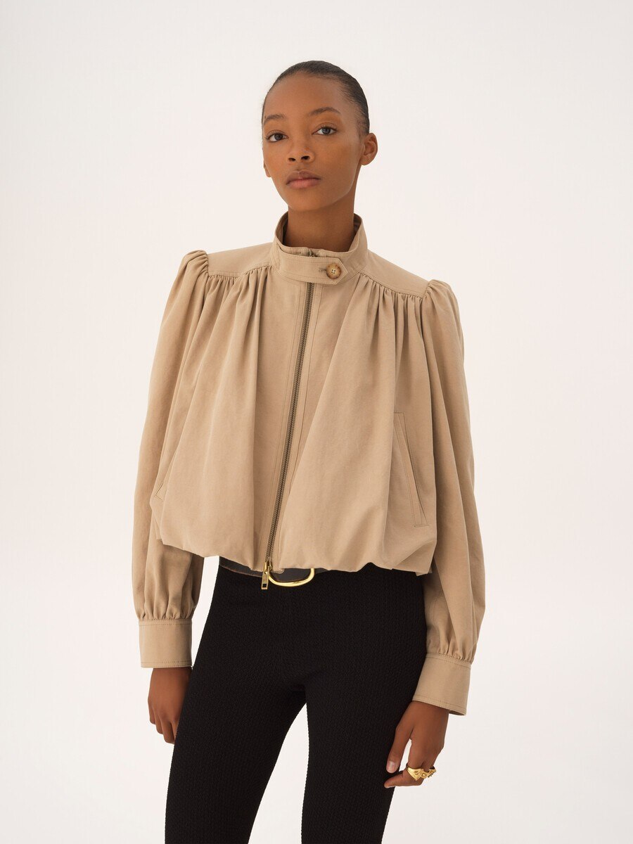 Gathered boule jacket in cotton canvas - 3